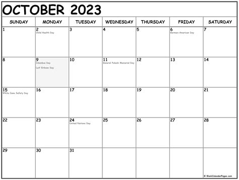 October 2022 Calendar With Holidays Printable Printable Calendar 2021