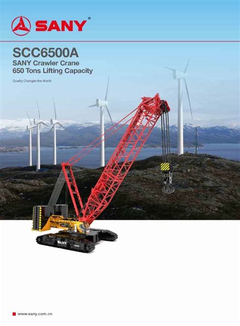 Sany Scc6500a Crawler Crane Load Chart And Specification Cranepedia