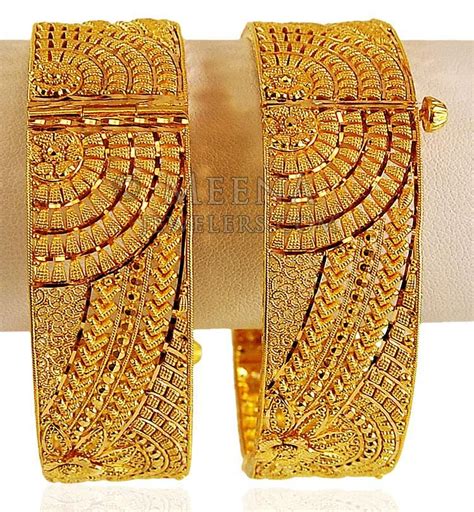 22k gold wide kada pair gold bangles for women gold bangles design gold earrings designs