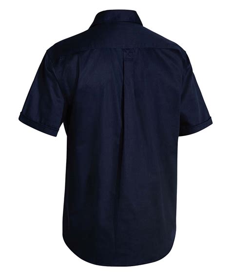 Closed Front Short Sleeve Mens Cotton Drill Shirt