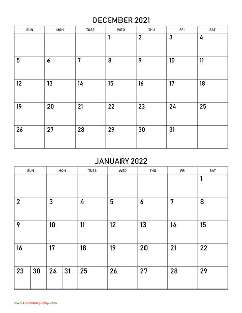 December 2021 And 2022 Calendar Calendar Example And Ideas