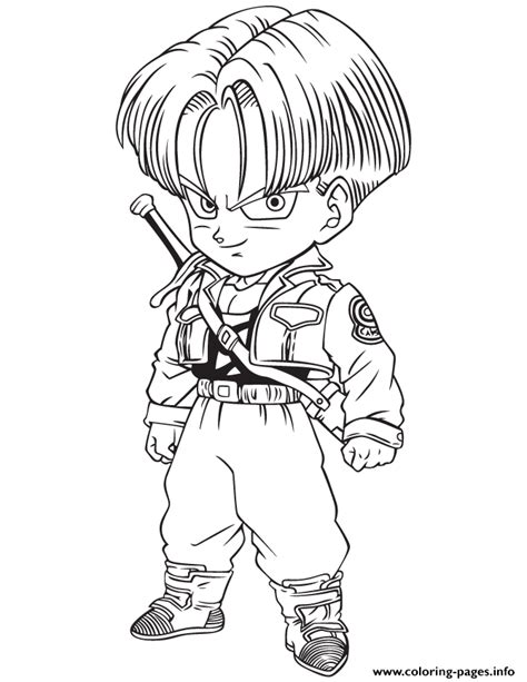 He practices martial arts and travels the world in search of magical pearls that will help summon a real dragon. Dragon Ball Z Trunks Coloring Page Coloring Pages Printable