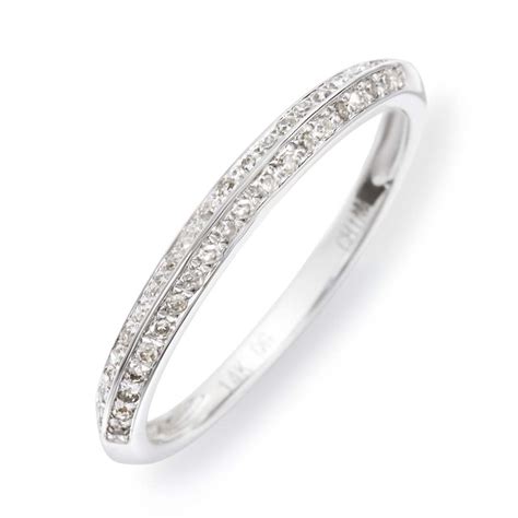 Add a touch of sparkle and glamour to your look with a promise ring from zales®. 14K White Gold Double Row Diamond Promise Ring