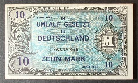 Germany P194a 10 Mark Vf Allied Military Currency For Sale Buy Now