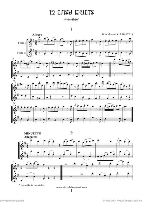 Easy Duets Sheet Music For Two Flutes Pdf