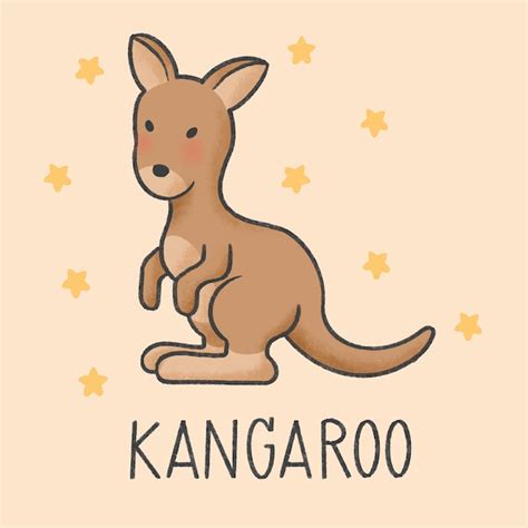Premium Vector Cute Kangaroo Cartoon Hand Drawn Style