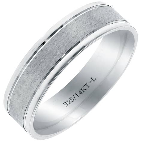 Bond2 Mens Wedding Band In 14kt White Gold And Sterling Silver 6mm Pertaining To Mens Sterling Silver Wedding Bands 