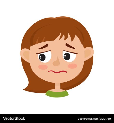 Little Girl Upset Face Expression Isolated Vector Image