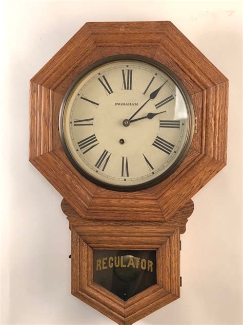 1880s Ingram Drop Octagon Regulator Wall Clock