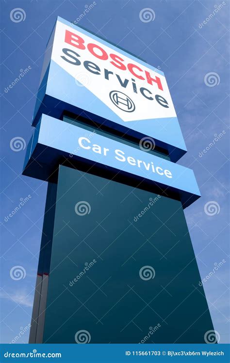 Bosch Car Service Sign Against Blue Sky Editorial Stock Photo Image