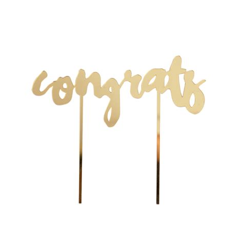 Harlow And Grey Congrats Gold Mirrored Cake Topper