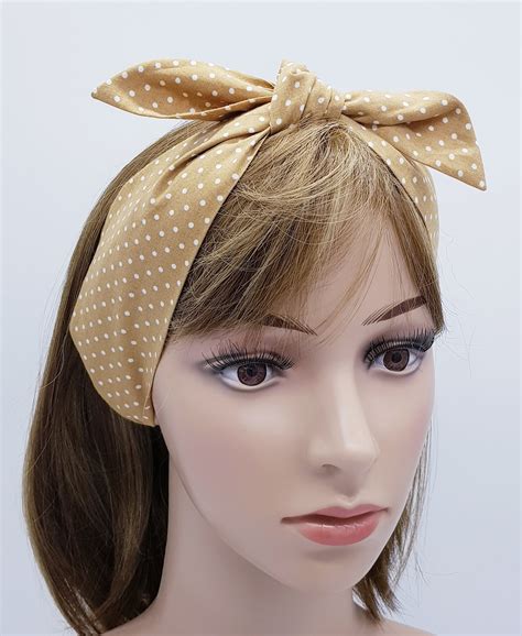 Polka Dot Headband Cotton Headscarf Tie Up Hair Scarf Hair Bandanna Head Wrap Self Tie