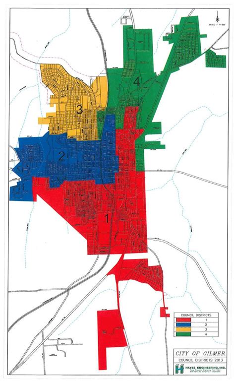 Districts Map City Of Gilmer Texas