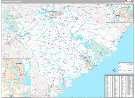 South Carolina Southern Wall Map Premium Style By Marketmaps Mapsales