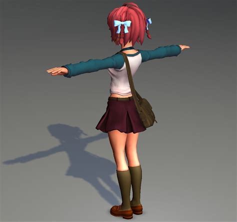 3d model anime school girl rigged low poly vr ar low poly obj fbx ma mb