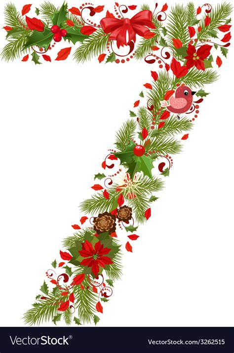 Download Christmas floral tree number 7 Royalty Free Vector Image