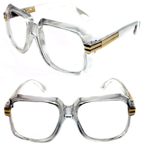 men s hip hop 80 s vintage 607 clear lens eye glasses run dmc clear gold frame unbranded