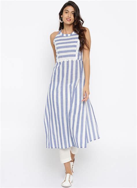 Many of the vertical line dress available on our site are super stylish, low cost and varying enough to suit virtually every girl's exclusive tastes. Blue Striped A Line Kurta #Blue #Striped #A Line #Kurta ...