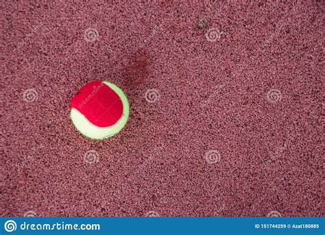 Yellow Red Tennis Ball On The Tennis Court In The Evening Stock Image Image Of Evening Green
