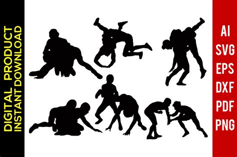 Wrestling Silhouette Vector At Vectorified Collection Of