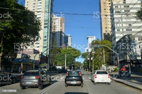 Panoramic Street View Skyline In A Mornig Day Stock Photo Download