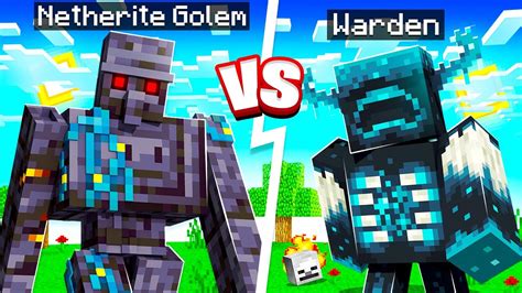 The Warden Vs Netherite Golem In Minecraft Youtube