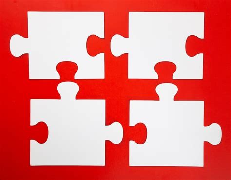 Premium Photo Blank White Puzzle Pieces On Red Background Flat Lay