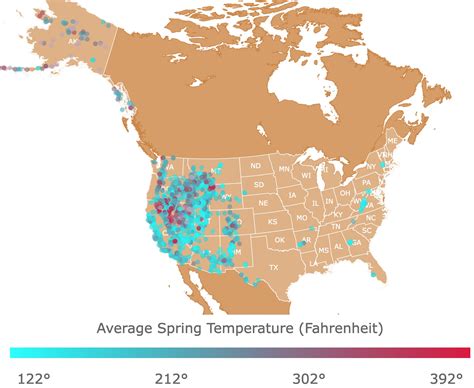Map Of Us Hot Springs And Their Temperatures