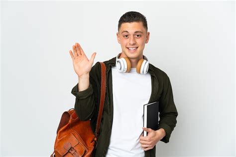 Premium Photo Young Caucasian Student Man Isolated On White