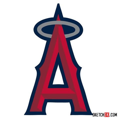 How To Draw Los Angeles Angels Logo Mlb Logos Sketchok Easy Drawing