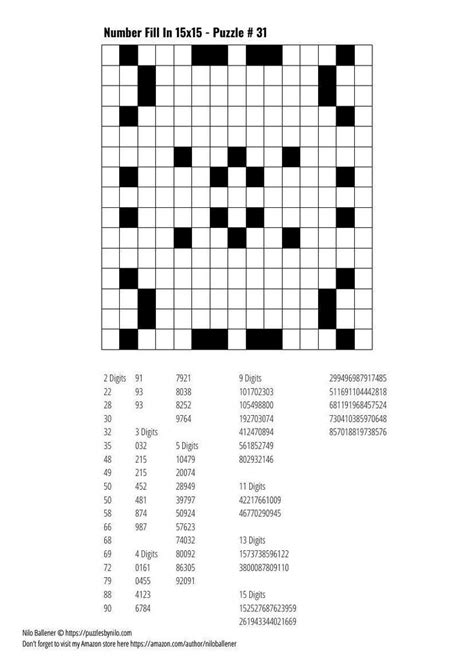 Printed puzzles are convenient to work on when killing time waiting in offices or lines. Free Downloadable Puzzle Number Fill In 15x15 # 31 ...