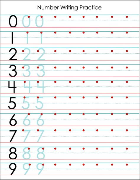 Number Writing Practice Sheet Free Printable From