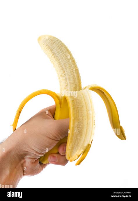 Man Hand Holding Banana Isolated Over White Background Stock Photo Alamy