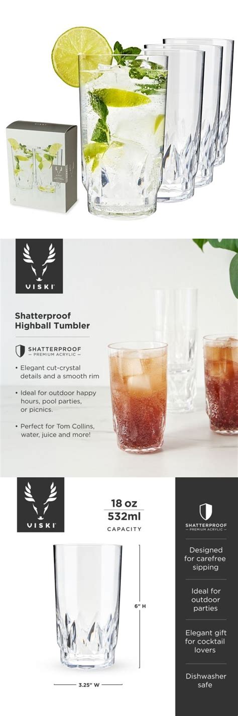 Shatterproof Acrylic Highball Tumblers By Viski Set Of 4 Personalized Ts And Party Favors