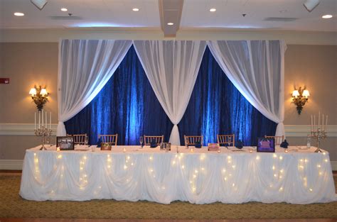 Navy Blue White Backdrop Head Table Wedding Wedding Reception Head