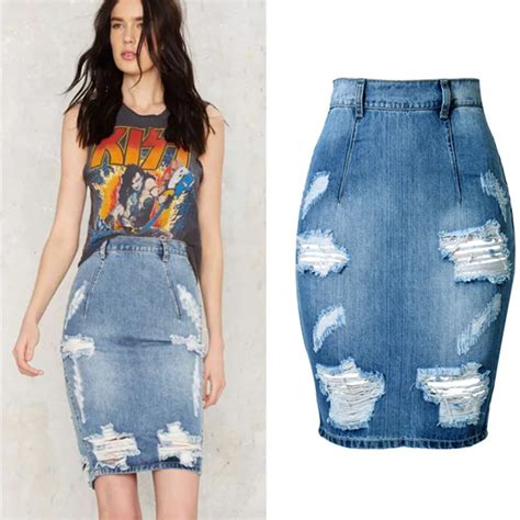 Free Sipping Summer Jeans Skirt Package Hip Split Skirts Sexy High Waist Denim Skirt Slim Zipper