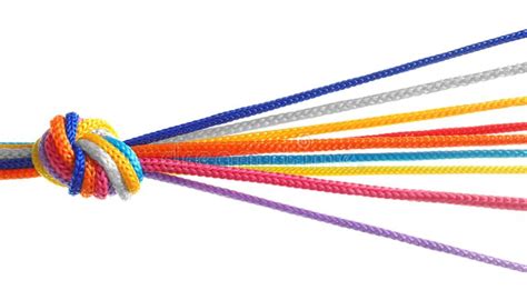 Colorful Ropes Tied Together With Knot Stock Image Image Of Strength