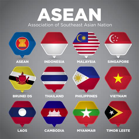 ASEAN Pin Point Nation Flags 695271 Vector Art At Vecteezy