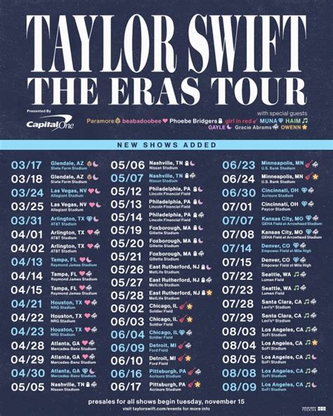 Taylor Swift Eras Tour Dates Us