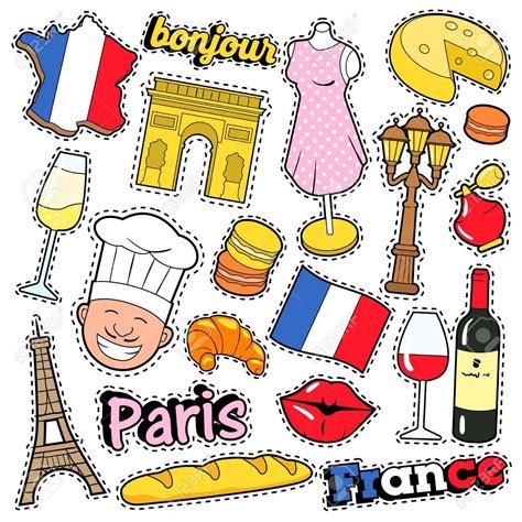 France Travel Scrapbook Stickers Patches Badges For Prints With Kiss