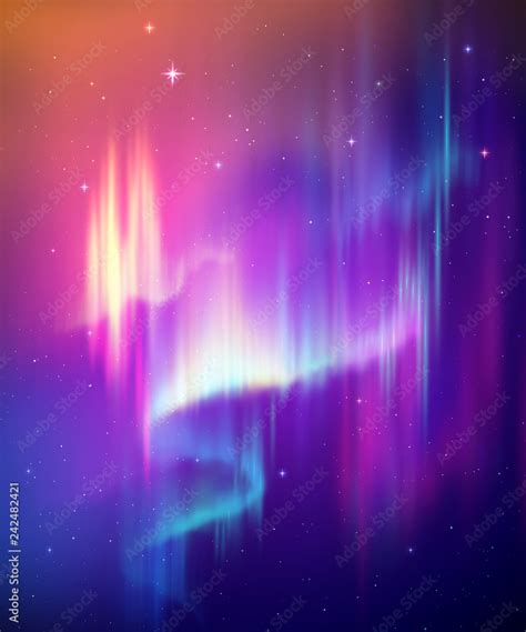Aurora Borealis Abstract Background Northern Lights In Polar Night Sky