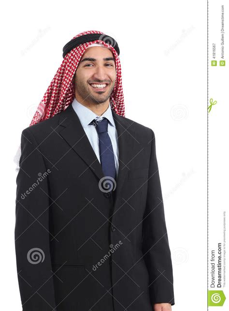 Arab Saudi Emirates Businessman Posing Smiling Standing Stock Image