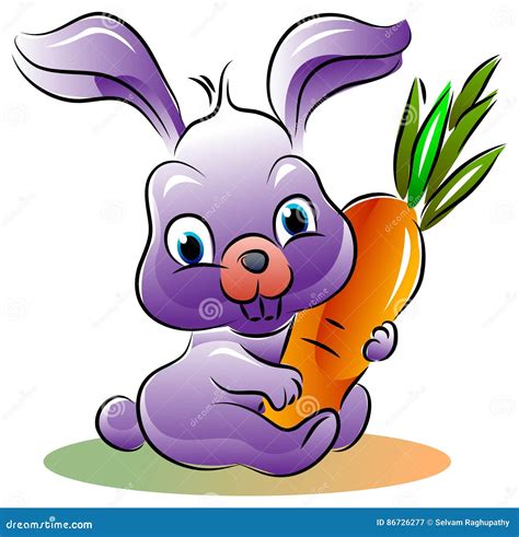 Cartoon Easter Bunny With A Carrot Stock Vector Illustration Of