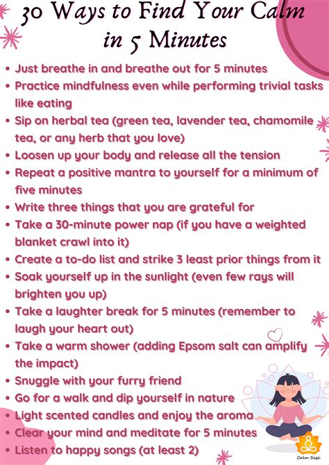30 Ways To Calm Your Mind In Less Than 5 Minutes