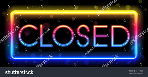 Vector Closed Neon Sign Rainbow Color Stock Vector Royalty Free