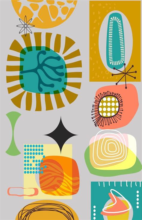 abstract mid century modern wall prints colorful midcentury retro style wall art danish