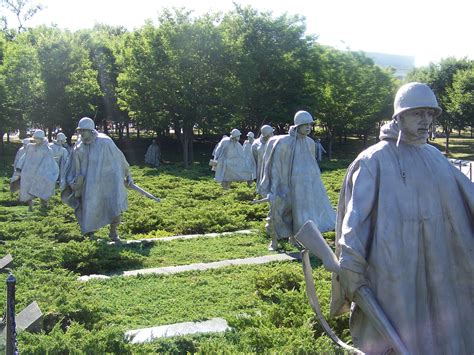 Bronze Soldiers On Patrol At Korean War Memorial Washington Mall