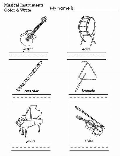 Musical Worksheets Kindergarten Instruments Instrument Worksheet Coloring