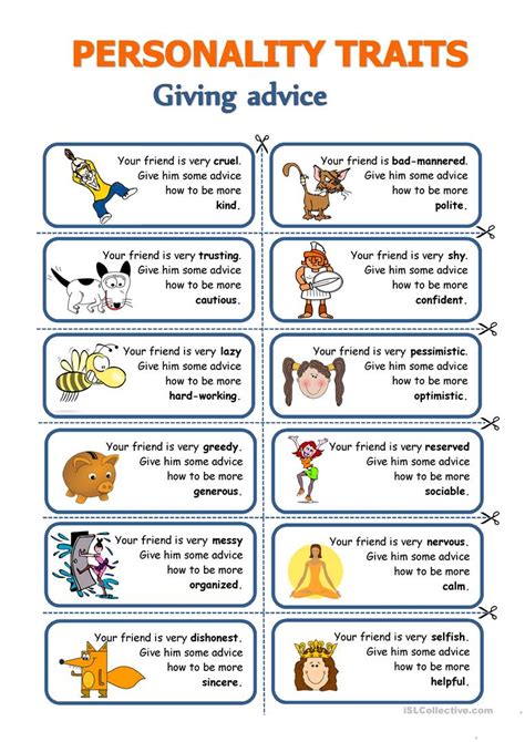 Character Traits Practice Worksheet