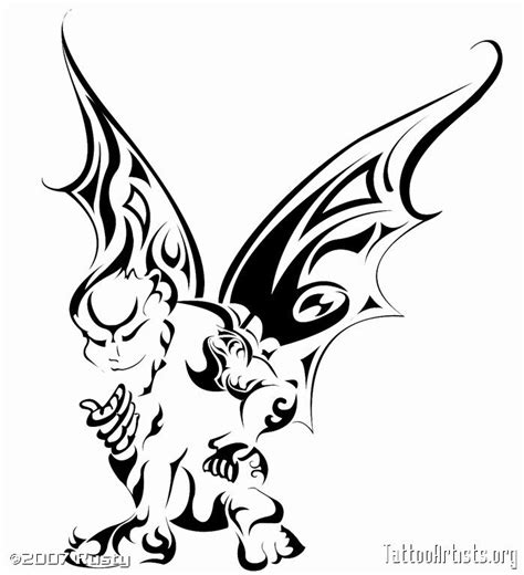 Tribal Gargoyle Tattoo Stencil